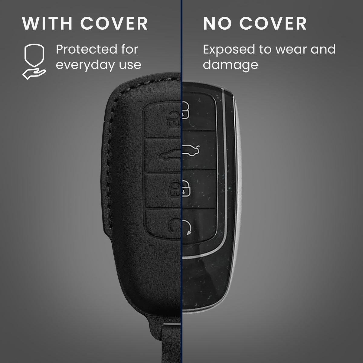 kwmobile Schlüsselhülle für Chery Omoda C5 / Jaecoo 7 / Tiggo 7 Pro 8 Pro / Arrizo 5 Hülle Leder - Autoschlüssel Schlüssel Hülle - Schlüsselcover Schlüsselschutz in Schwarz Schwarz