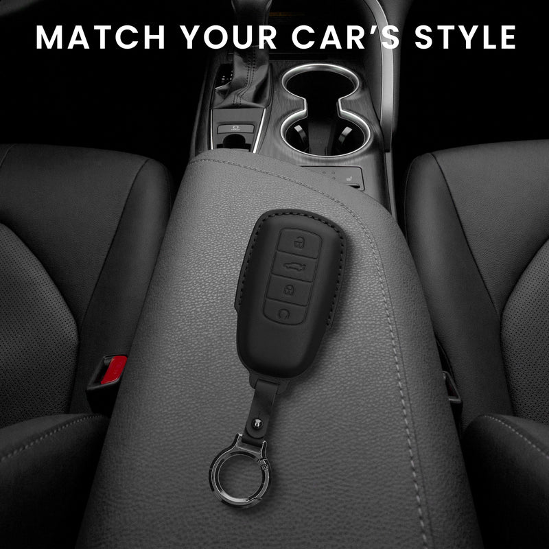 kwmobile Schlüsselhülle für Chery Omoda C5 / Jaecoo 7 / Tiggo 7 Pro 8 Pro / Arrizo 5 Hülle Leder - Autoschlüssel Schlüssel Hülle - Schlüsselcover Schlüsselschutz in Schwarz Schwarz