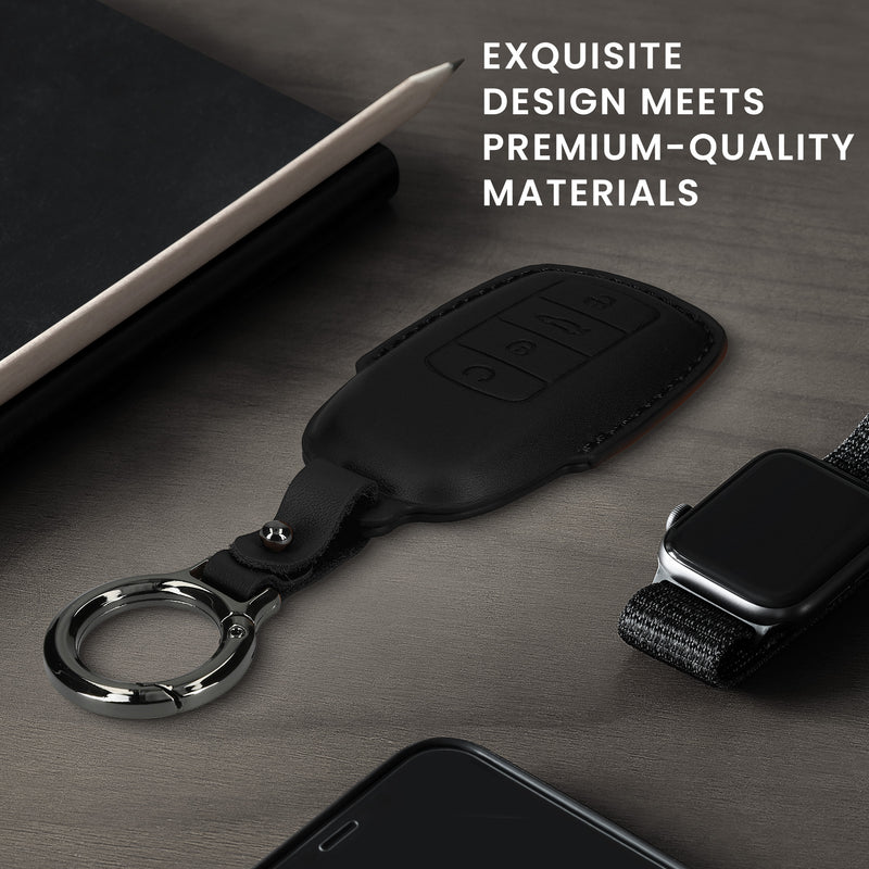kwmobile Schlüsselhülle für Chery Omoda C5 / Jaecoo 7 / Tiggo 7 Pro 8 Pro / Arrizo 5 Hülle Leder - Autoschlüssel Schlüssel Hülle - Schlüsselcover Schlüsselschutz in Schwarz Schwarz