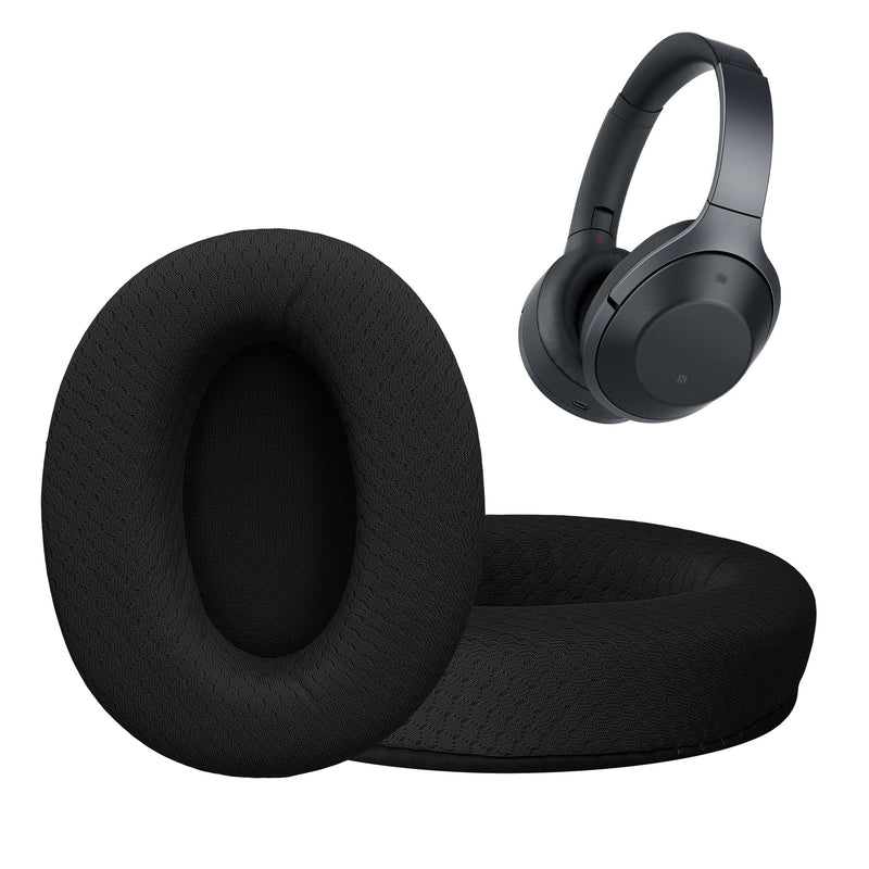 kwmobile 2x Mesh Polyester Ohr Polster für Sony MDR-1000X / WH-1000XM2 Ohrpolster - Ersatz Ohrpolster - Kopfhörer Ersatzteile - Kopfhörer Ersatzpolster für Over Ear Headphones Schwarz