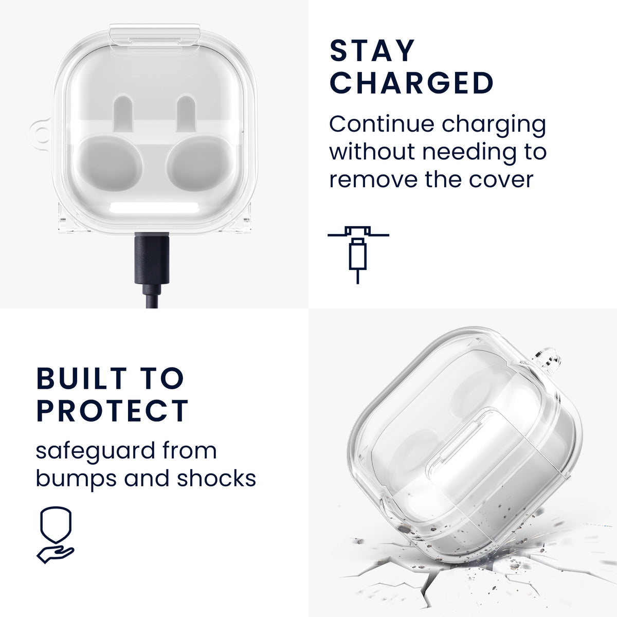 kwmobile transparentes Kopfhörer Case kompatibel mit Samsung Galaxy Buds 4 / Galaxy Buds 4 Pro Hülle - Headphones TPU Cover mit Standfunktion und Sicherheitsverschluss - Transparent Transparent