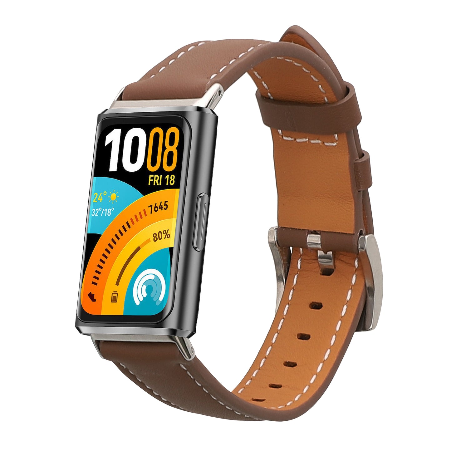 kwmobile Echtleder Uhrenarmband für Huawei Band 11 / Band 11 Pro Armband - Ersatzarmband für Fitnesstracker - Wechselarmband Smartwatch - Braun Braun  