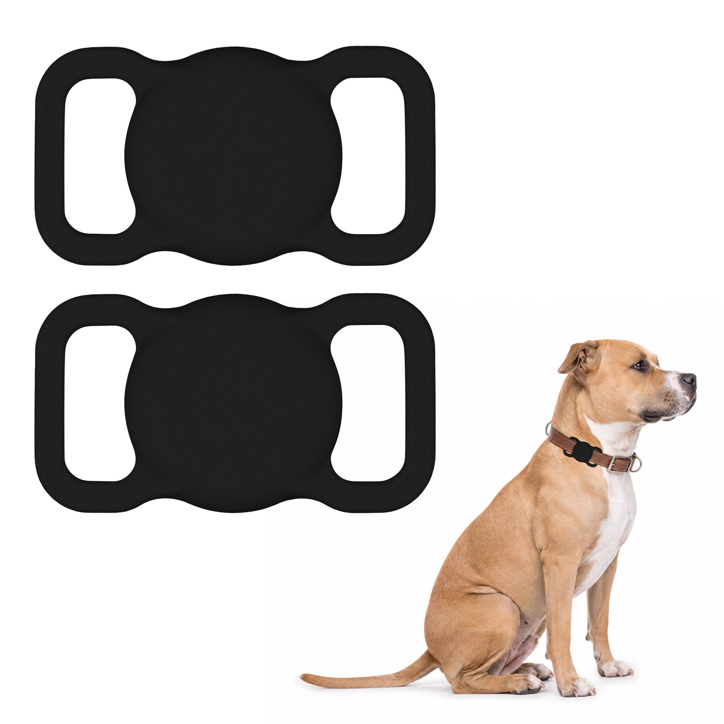 kwmobile Bluetooth Tracker Halter für Apple AirTag - Silikon Schutzhülle für Hunde Katzen Halsband - Smart Tag Holder für Haustiere - 1er Set Schwarz Schwarz Schwarz