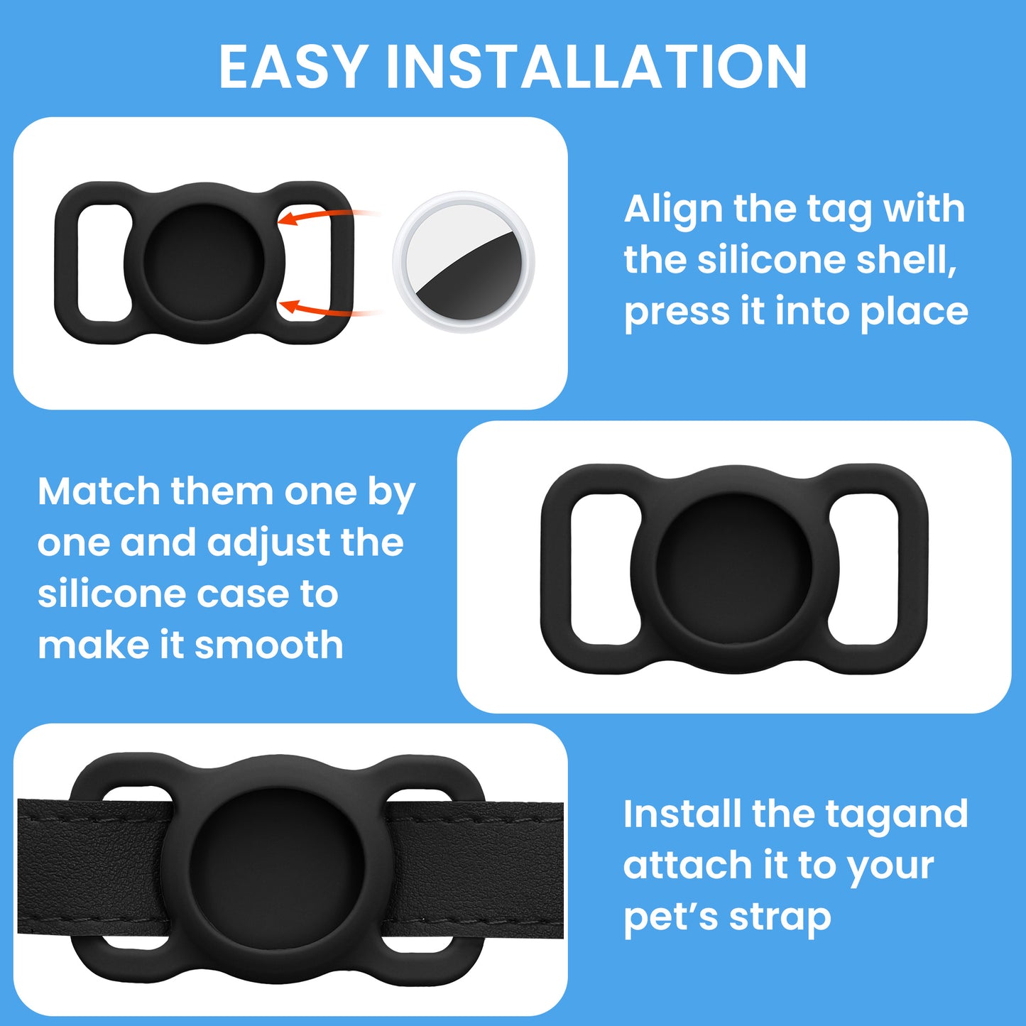 kwmobile Bluetooth Tracker Halter für Apple AirTag - Silikon Schutzhülle für Hunde Katzen Halsband - Smart Tag Holder für Haustiere - 1er Set Orange Matcha Grün Orange