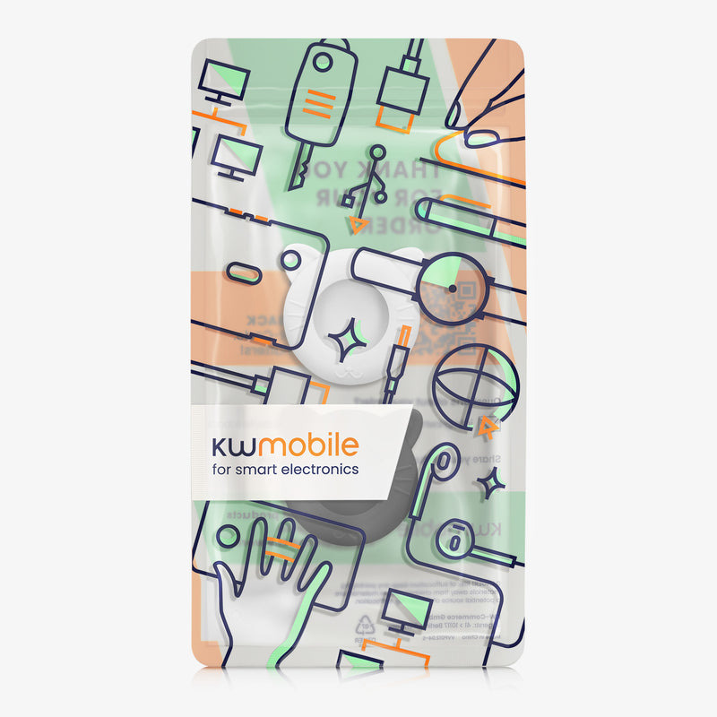 kwmobile 1x Katzen Tracker Case kompatibel mit Apple AirTag Hülle - Katzenohr-Design Cover Set für Smarttag - ideal für Tier Halsbänder - Schwarz Weiß Schwarz