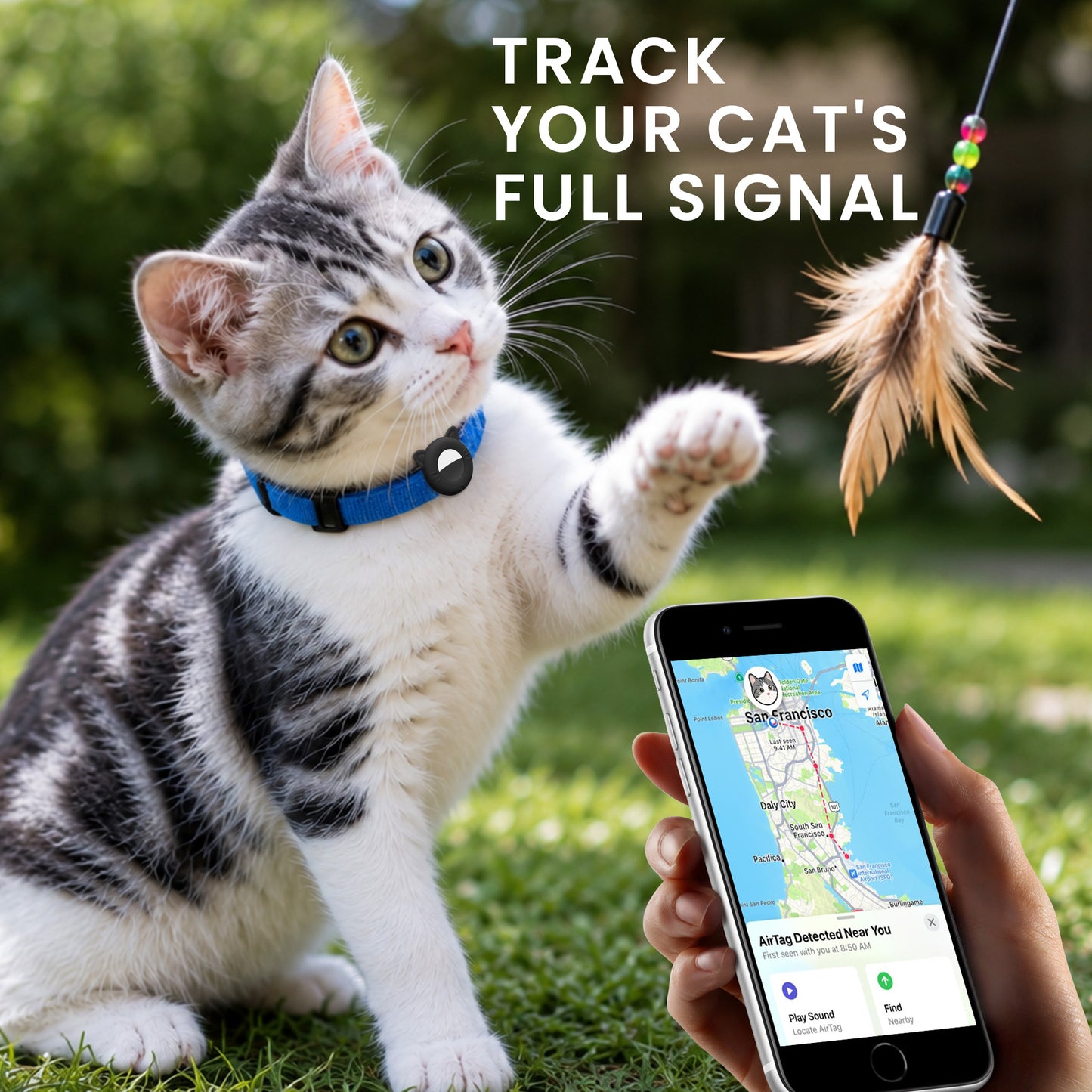 kwmobile 1x Katzen Tracker Case kompatibel mit Apple AirTag Hülle - Katzenohr-Design Cover Set für Smarttag - ideal für Tier Halsbänder - Schwarz Weiß Schwarz