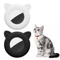 kwmobile 1x Katzen Tracker Case kompatibel mit Apple AirTag Hülle - Katzenohr-Design Cover Set für Smarttag - ideal für Tier Halsbänder - Schwarz Weiß Schwarz