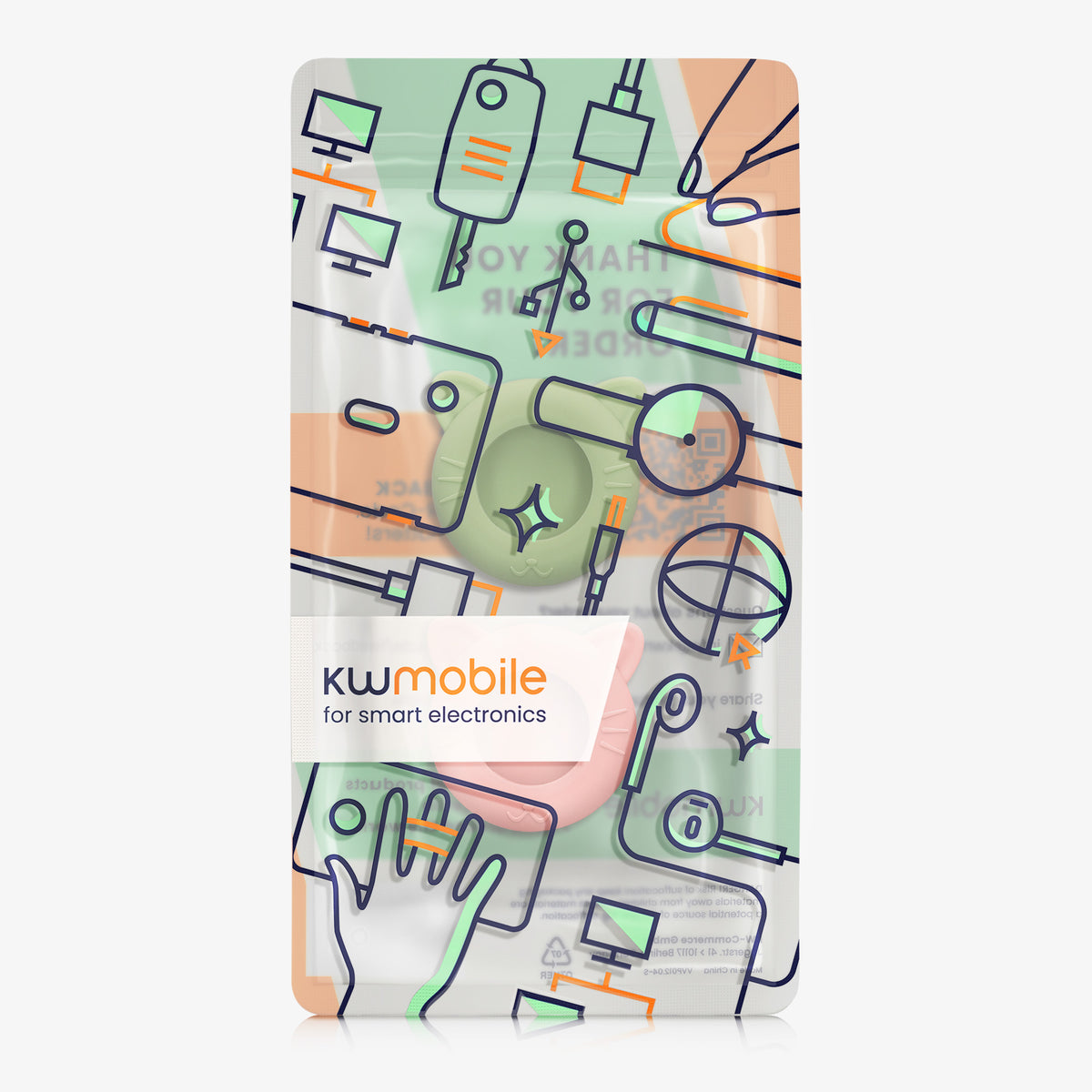 kwmobile 1x Katzen Tracker Case kompatibel mit Apple AirTag Hülle - Katzenohr-Design Cover Set für Smarttag - ideal für Tier Halsbänder - Matcha Grün Altrosa Matcha Grün