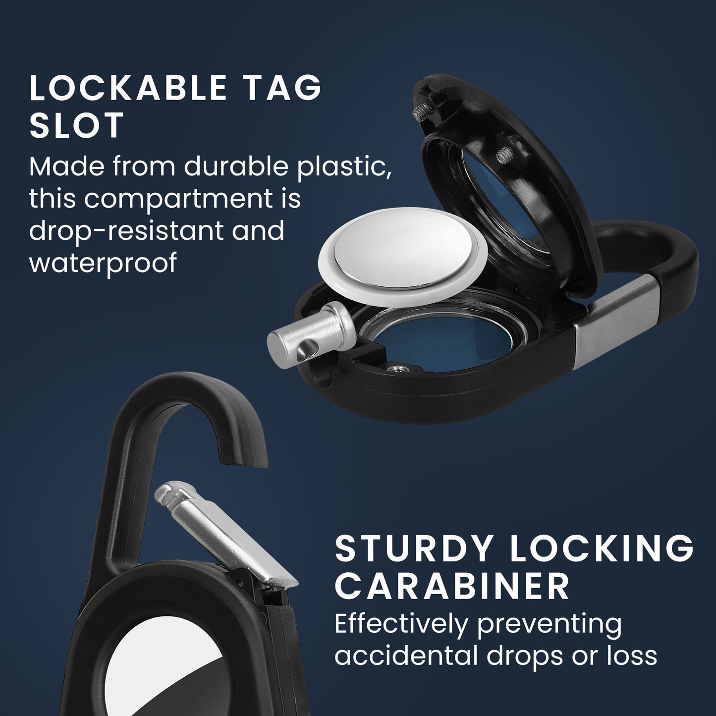 kwmobile SmartTag Hülle kompatibel mit Apple AirTag Schlüsselanhänger - Bluetooth Tracker Zubehör Halterung mit Karabiner - Schwarz Schwarz