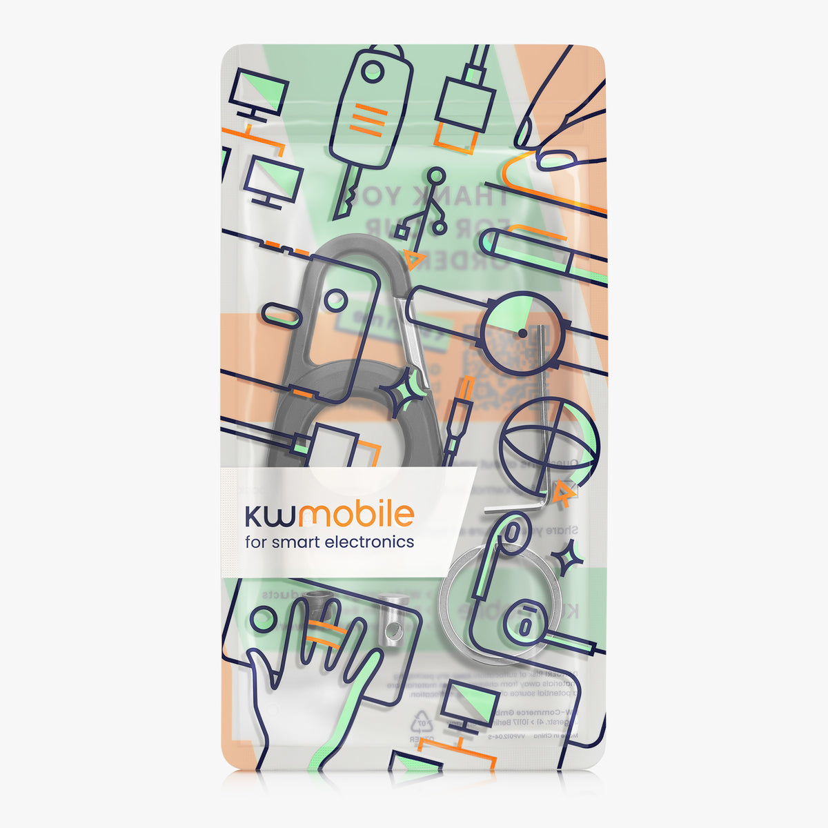kwmobile SmartTag Hülle kompatibel mit Apple AirTag Schlüsselanhänger - Bluetooth Tracker Zubehör Halterung mit Karabiner - Schwarz Schwarz