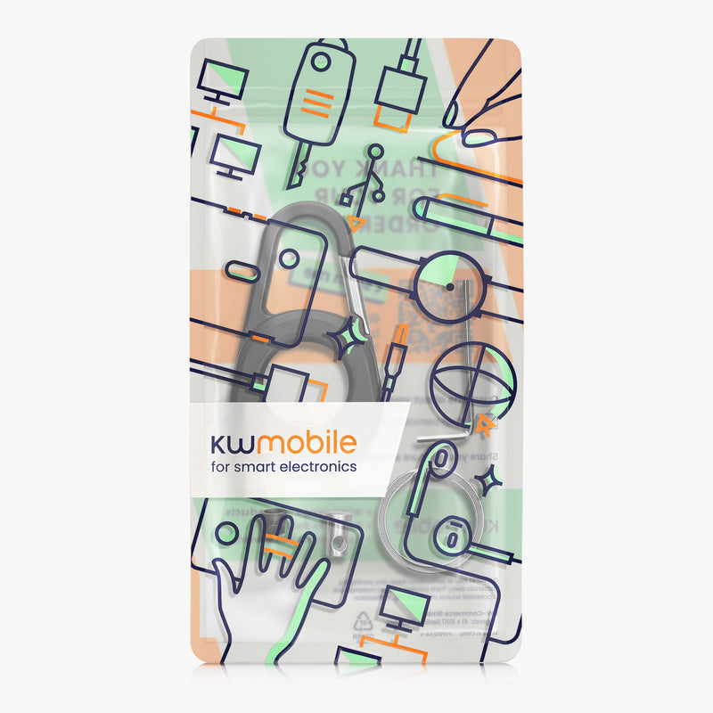 kwmobile SmartTag Hülle kompatibel mit Apple AirTag Schlüsselanhänger - Bluetooth Tracker Zubehör Halterung mit Karabiner - Schwarz Schwarz