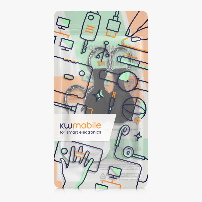 kwmobile SmartTag Hülle kompatibel mit Apple AirTag Schlüsselanhänger - Bluetooth Tracker Zubehör Set mit Halterung für Rucksack