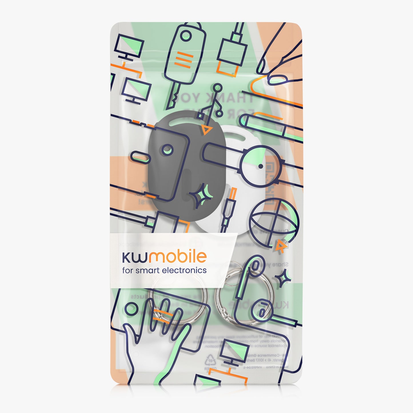 kwmobile SmartTag Hülle kompatibel mit Xiaomi SmartTag Schlüsselanhänger - Bluetooth Tracker Zubehör Set mit Halterung für Rucksack