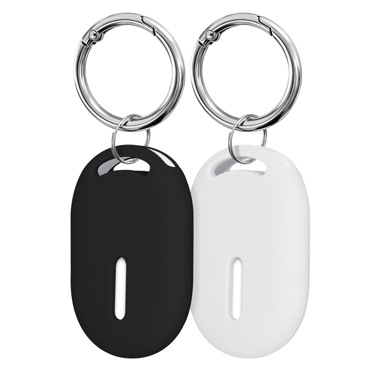 kwmobile 2x SmartTag Hülle kompatibel mit Xiaomi SmartTag Schlüsselanhänger - Bluetooth Tracker Zubehör Set mit Halterung für Rucksack - Schwarz Weiß Schwarz  
