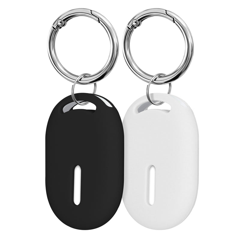 kwmobile 2x SmartTag Hülle kompatibel mit Xiaomi SmartTag Schlüsselanhänger - Bluetooth Tracker Zubehör Set mit Halterung für Rucksack - Schwarz Weiß Schwarz  