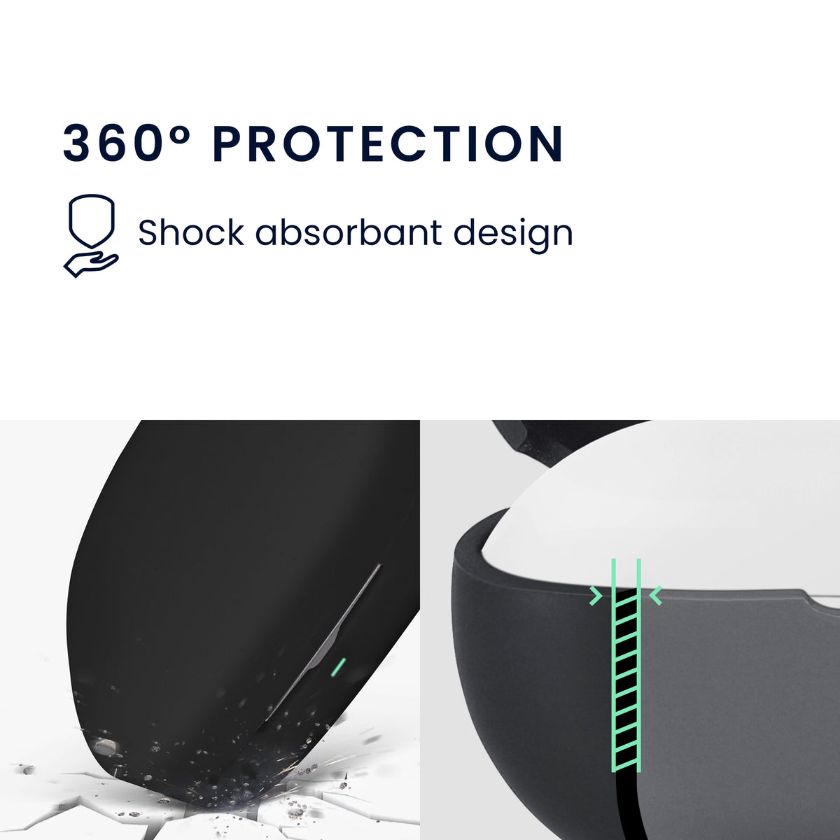 kwmobile Schutzhülle für Shokz OpenFit Pro Hülle - TPU Silikon Case für Kopfhörer Ladecase - stoßfestes Cover mit Karabiner - Schwarz Schwarz