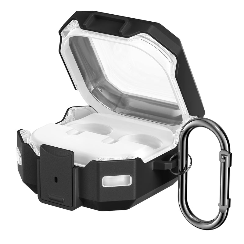 kwmobile Hülle für Samsung Galaxy Buds 4 / Galaxy Buds 4 Pro Case - TPU Silikon Schutzhülle - Kopfhörer Cover - Transparent Schwarz Transparent  [dsg01]