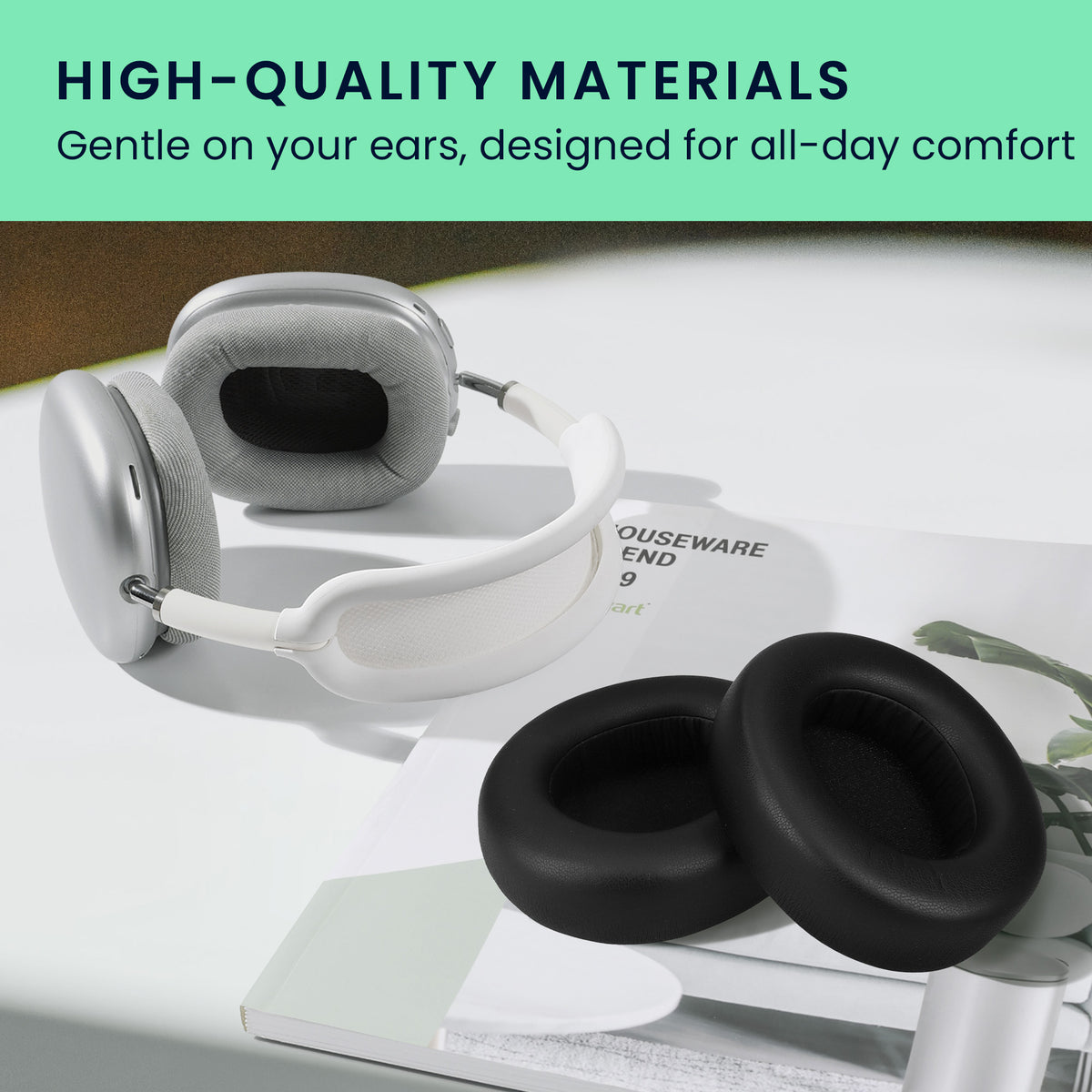 kwmobile 2x Ohr Polster für SteelSeries Arctis Nova Elite Ohrpolster - Ersatz Ohrpolster - Kopfhörer Ersatzteile - Kopfhörer Ersatzpolster für Over Ear Headphones Schwarz