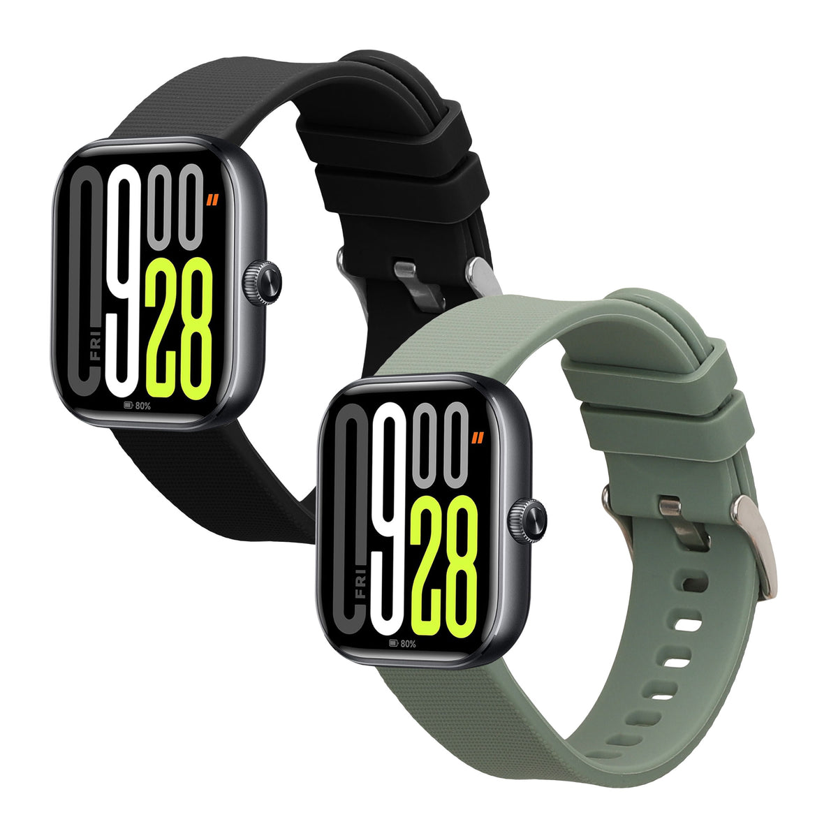 kwmobile 2x Uhrenarmband für Xiaomi Watch 5 Armband - Fitnesstracker Band Set aus TPU Silikon - Ersatzarmband Smartwatch - Schwarz Dunkelgrün Schwarz  [dsg01]