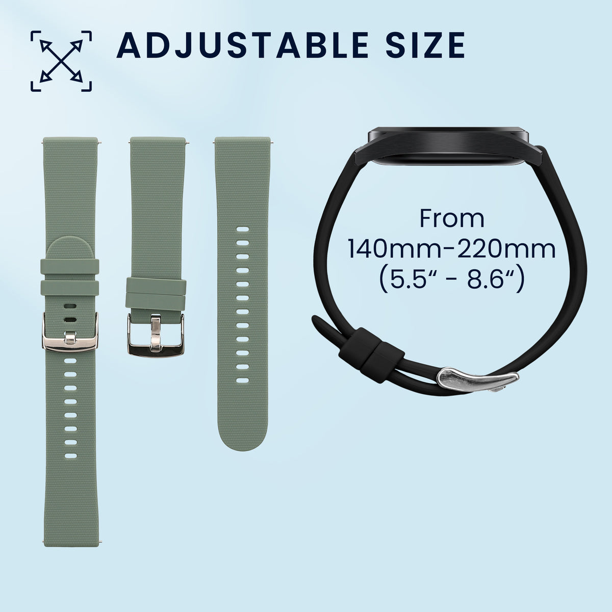 kwmobile 2x Uhrenarmband für Xiaomi Watch 5 Armband - Fitnesstracker Band Set aus TPU Silikon - Ersatzarmband Smartwatch - Schwarz Dunkelgrün Schwarz  [dsg01]
