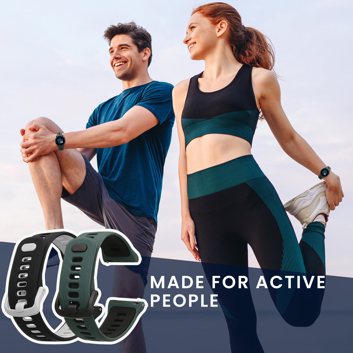 kwmobile 2x Uhrenarmband für COROS PACE 4 / PACE 3 / APEX 4 / APEX Pro Armband - Fitnesstracker Band Set aus TPU Silikon - Ersatzarmband Smartwatch - Schwarz Grau Dunkelgrün Schwarz Schwarz  [dsg01]