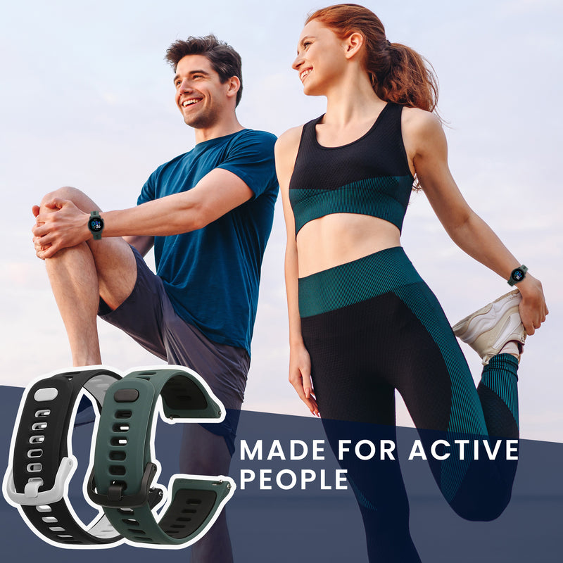 kwmobile 2x Uhrenarmband für COROS PACE 4 / PACE 3 / APEX 4 / APEX Pro Armband - Fitnesstracker Band Set aus TPU Silikon - Ersatzarmband Smartwatch - Schwarz Grau Dunkelgrün Schwarz Schwarz  [dsg01]