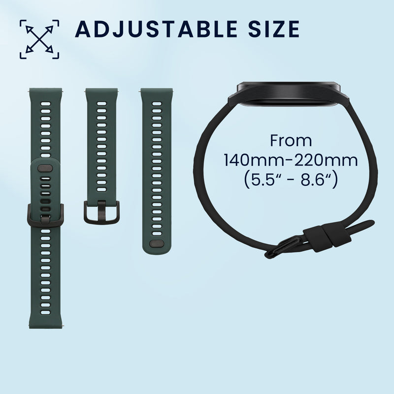kwmobile 2x Uhrenarmband für COROS PACE 4 / PACE 3 / APEX 4 / APEX Pro Armband - Fitnesstracker Band Set aus TPU Silikon - Ersatzarmband Smartwatch - Schwarz Grau Dunkelgrün Schwarz Schwarz  [dsg01]