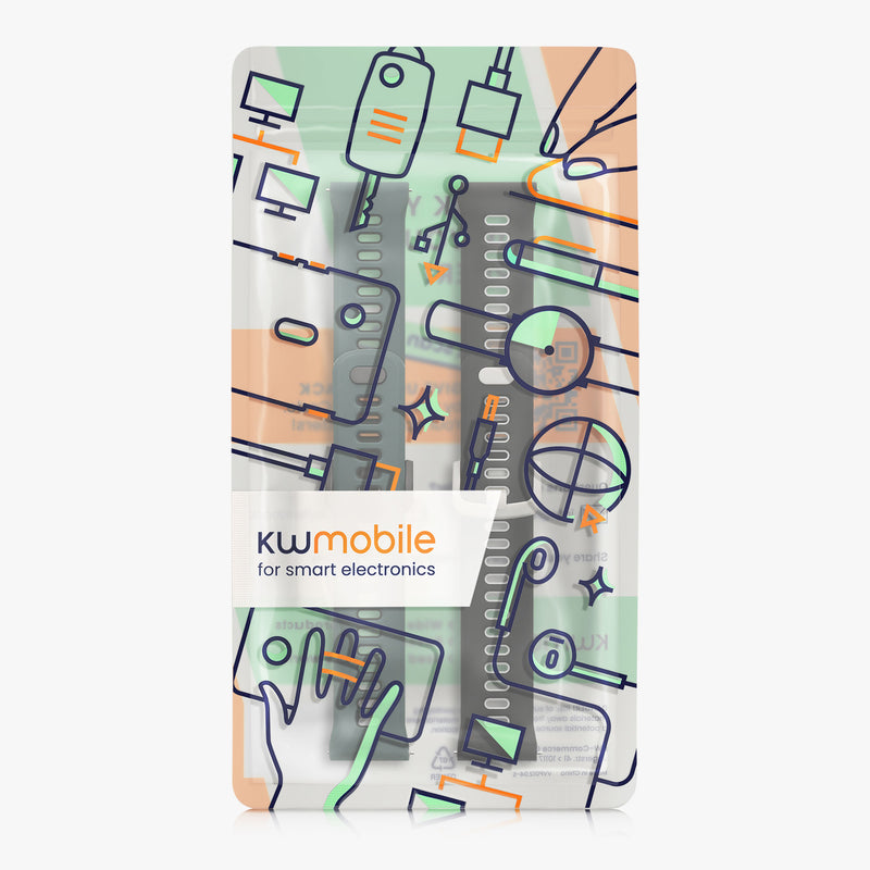 kwmobile 2x Uhrenarmband für COROS PACE 4 / PACE 3 / APEX 4 / APEX Pro Armband - Fitnesstracker Band Set aus TPU Silikon - Ersatzarmband Smartwatch - Schwarz Grau Dunkelgrün Schwarz Schwarz  [dsg01]