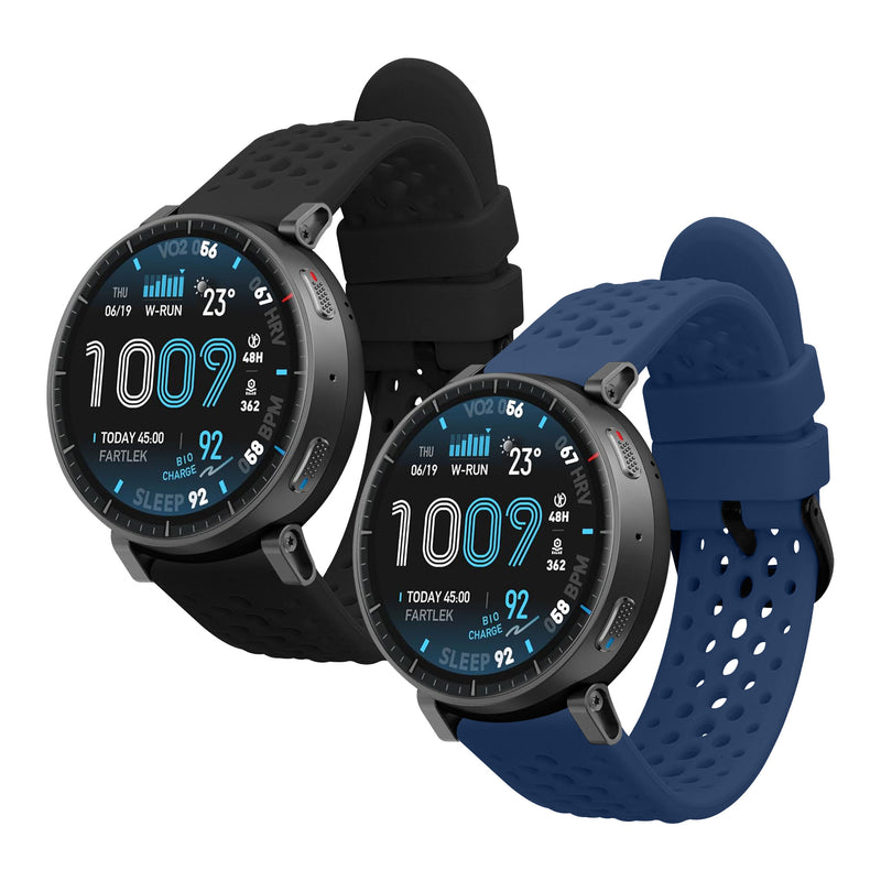 kwmobile 2x Uhrenarmband für Amazfit Active Max A2557 Armband - Fitnesstracker Band Set aus TPU Silikon - Ersatzarmband Smartwatch - Schwarz Dunkelblau Schwarz  [dsg01]