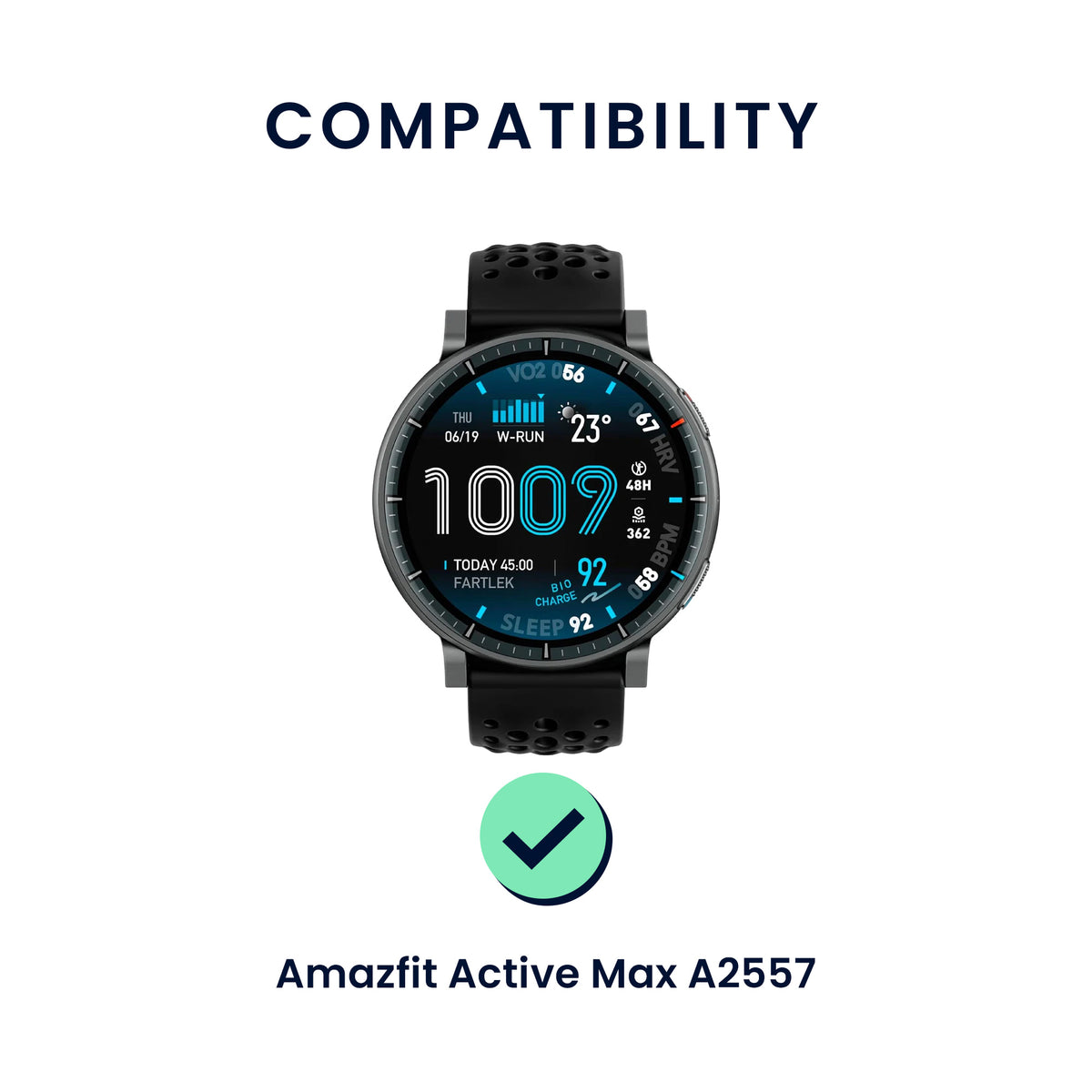 kwmobile 2x Uhrenarmband für Amazfit Active Max A2557 Armband - Fitnesstracker Band Set aus TPU Silikon - Ersatzarmband Smartwatch - Schwarz Dunkelblau Schwarz  [dsg01]