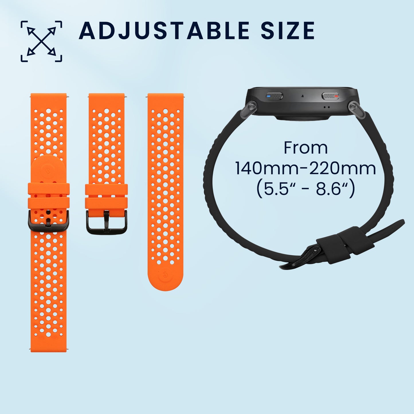 kwmobile 2x Uhrenarmband für Amazfit Active Max A2557 Armband - Fitnesstracker Band Set aus TPU Silikon - Ersatzarmband Smartwatch - Orange Schwarz Orange  [dsg02]