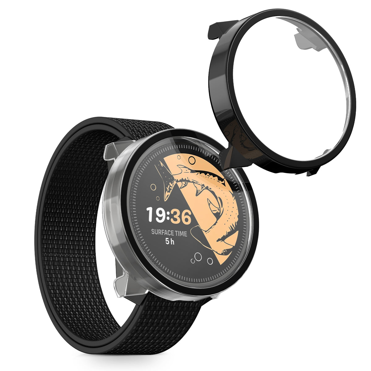 kwmobile 2x Glas Hülle für Suunto Nautic S Schutzhülle - Fullbody Fitnesstracker Case Set aus Glas - Schwarz Transparent Schwarz  [dsg01]