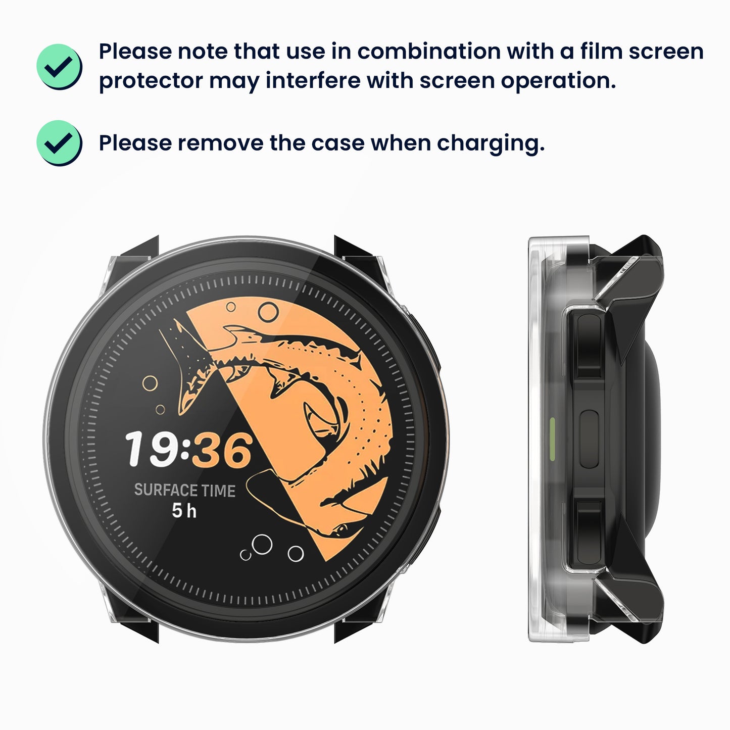 kwmobile 2x Glas Hülle für Suunto Nautic S Schutzhülle - Fullbody Fitnesstracker Case Set aus Glas - Schwarz Transparent Schwarz  [dsg01]