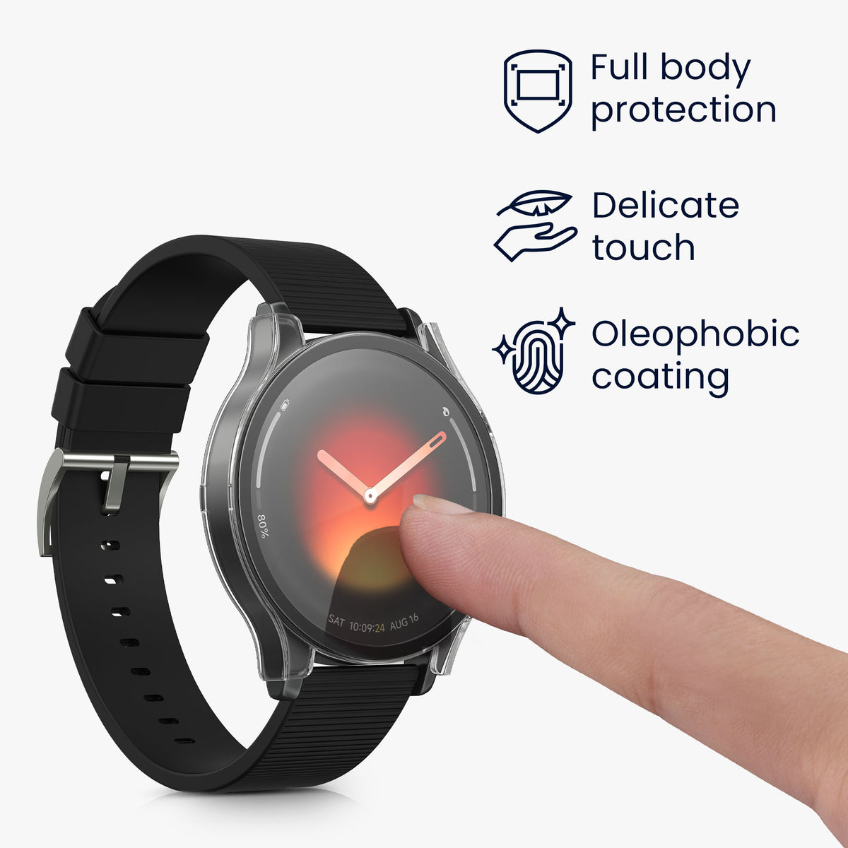 kwmobile 2x Glas Hülle für Xiaomi Watch 5 Schutzhülle - Fullbody Fitnesstracker Case Set aus Glas - Schwarz Transparent Schwarz  [dsg01]