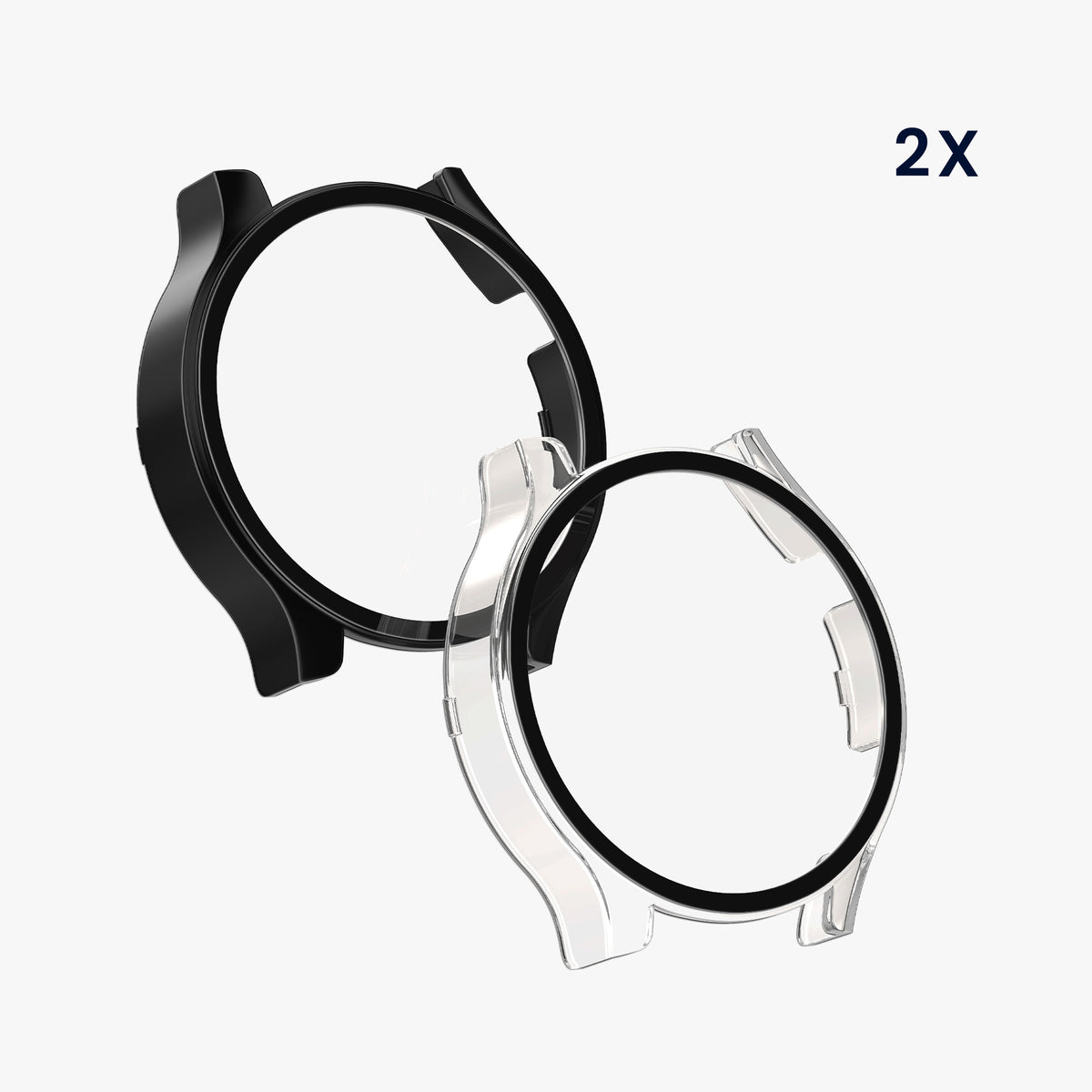 kwmobile 2x Glas Hülle für Xiaomi Watch 5 Schutzhülle - Fullbody Fitnesstracker Case Set aus Glas - Schwarz Transparent Schwarz  [dsg01]