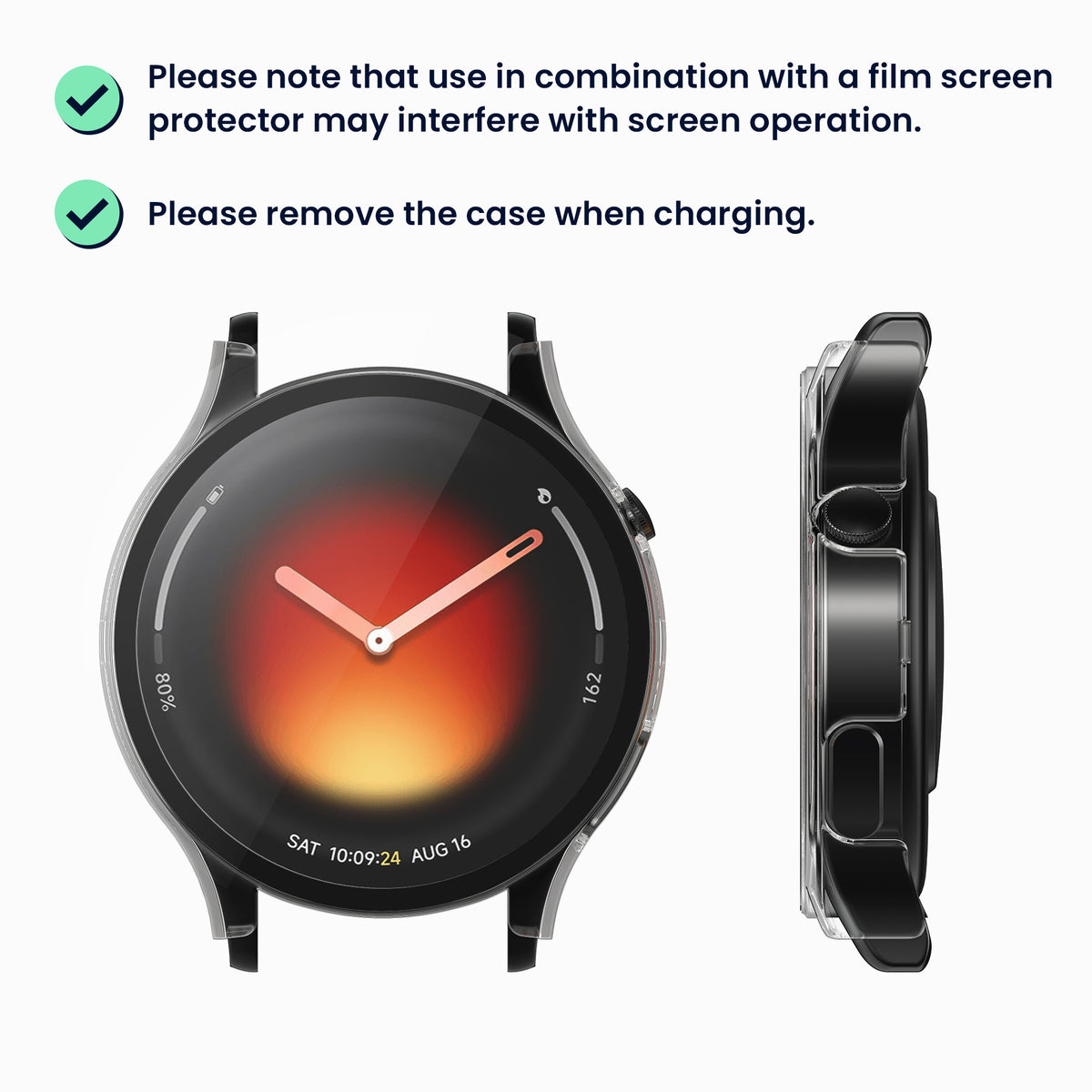 kwmobile 2x Glas Hülle für Xiaomi Watch 5 Schutzhülle - Fullbody Fitnesstracker Case Set aus Glas - Schwarz Transparent Schwarz  [dsg01]