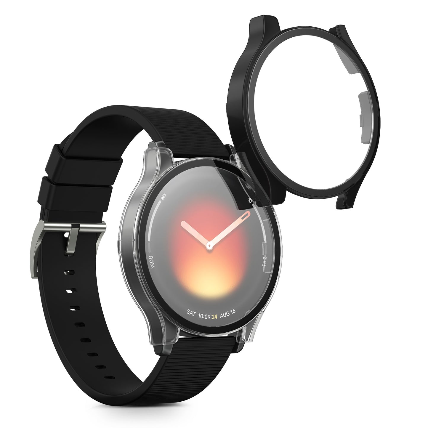 kwmobile 2x Glas Hülle für Xiaomi Watch 5 Schutzhülle - Fullbody Fitnesstracker Case Set aus Glas - Schwarz Transparent Schwarz  [dsg01]