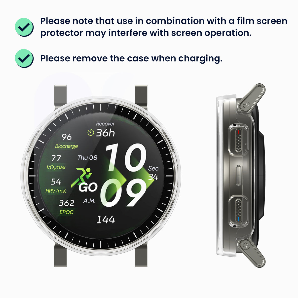 kwmobile 2x Glas Hülle für Amazfit Active3 Premium Schutzhülle - Fullbody Fitnesstracker Case Set aus Glas - Schwarz Transparent Schwarz  [dsg01]