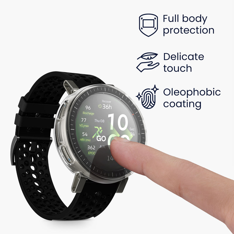 kwmobile 2x Glas Hülle für Amazfit Active3 Premium Schutzhülle - Fullbody Fitnesstracker Case Set aus Glas - Schwarz Transparent Schwarz  [dsg01]