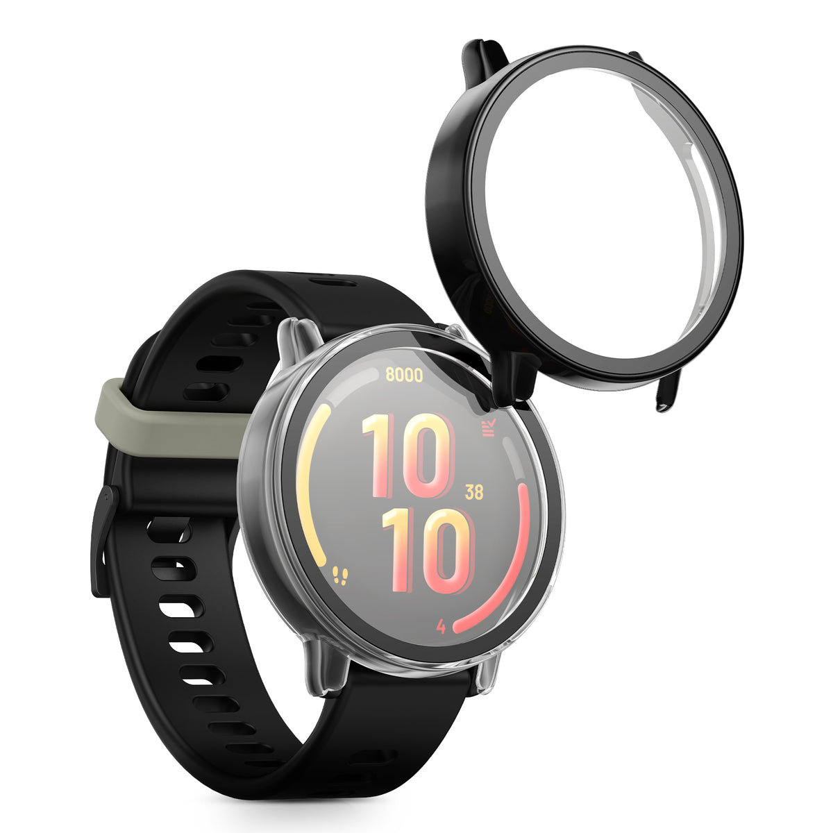 kwmobile 2x Glas Hülle für Garmin Bounce 2 Schutzhülle - Fullbody Fitnesstracker Case Set aus Glas - Schwarz Transparent Schwarz  [dsg01]