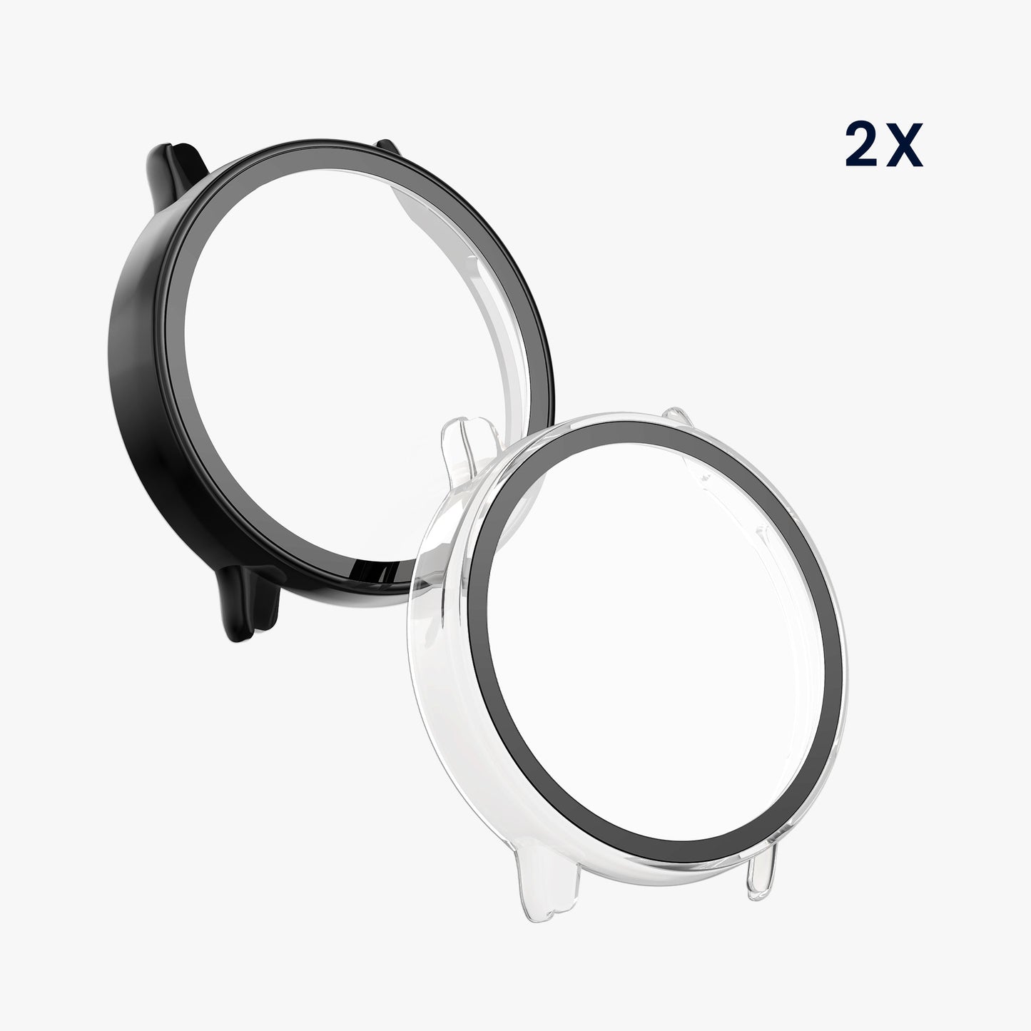 kwmobile 2x Glas Hülle für Garmin Bounce 2 Schutzhülle - Fullbody Fitnesstracker Case Set aus Glas - Schwarz Transparent Schwarz  [dsg01]