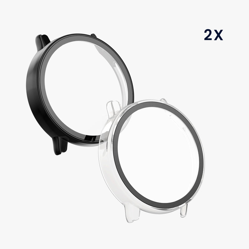 kwmobile 2x Glas Hülle für Garmin Bounce 2 Schutzhülle - Fullbody Fitnesstracker Case Set aus Glas - Schwarz Transparent Schwarz  [dsg01]