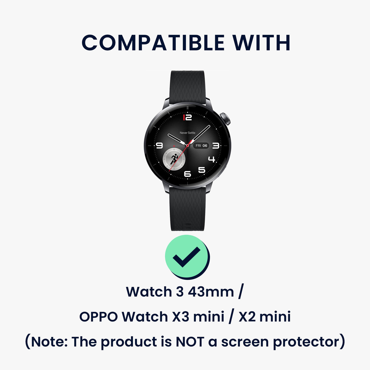 kwmobile 2x Kunststoff Hülle kompatibel mit OnePlus Watch 4 / Watch 3 / OPPO Watch X3 mini / X2 mini Schutzhülle Schutzrahmen - Glitzer Schutz Zubehör in Schwarz Silber Schwarz  [dsg01]