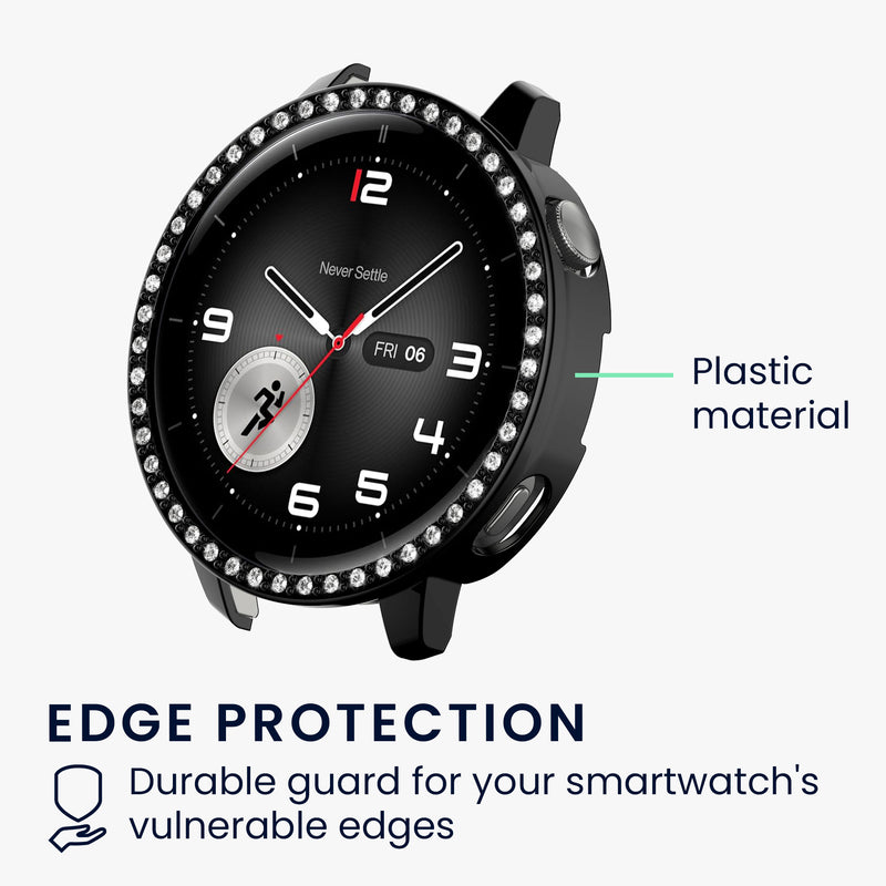 kwmobile 2x Kunststoff Hülle kompatibel mit OnePlus Watch 4 / Watch 3 / OPPO Watch X3 mini / X2 mini Schutzhülle Schutzrahmen - Glitzer Schutz Zubehör in Schwarz Silber Schwarz  [dsg01]