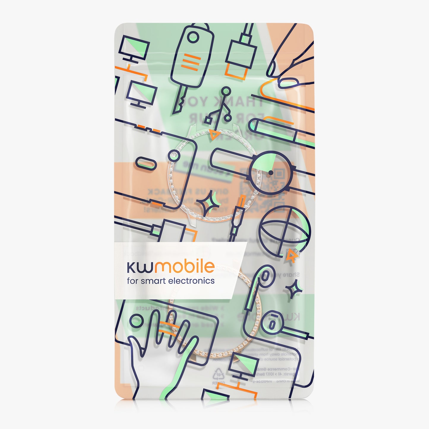 kwmobile 2x Kunststoff Hülle kompatibel mit OnePlus Watch 4 / Watch 3 / OPPO Watch X3 mini / X2 mini Schutzhülle Schutzrahmen - Glitzer Schutz Zubehör in Transparent Rosegold Transparent  [dsg02]