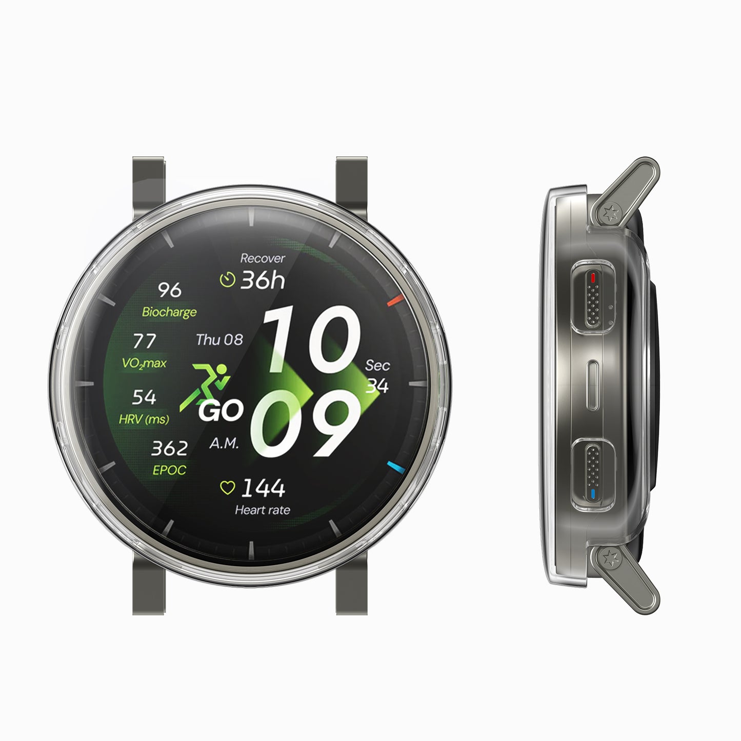 kwmobile 2x Silikon Hülle für Amazfit Active3 Premium Schutzhülle - Fullbody Display Cover Set aus Silikon - Schwarz Transparent Schwarz  [dsg01]