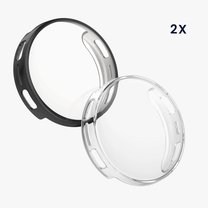 kwmobile 2x Silikon Hülle für Amazfit Active3 Premium Schutzhülle - Fullbody Display Cover Set aus Silikon - Schwarz Transparent Schwarz  [dsg01]