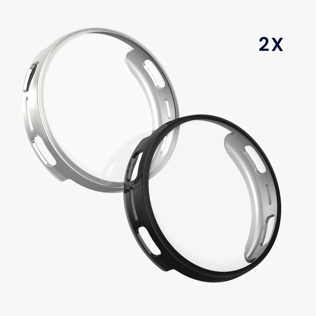 kwmobile 2x Silikon Hülle für Amazfit Active3 Premium Schutzhülle - Fullbody Display Cover Set aus Silikon - Silber Schwarz Silber  [dsg02]