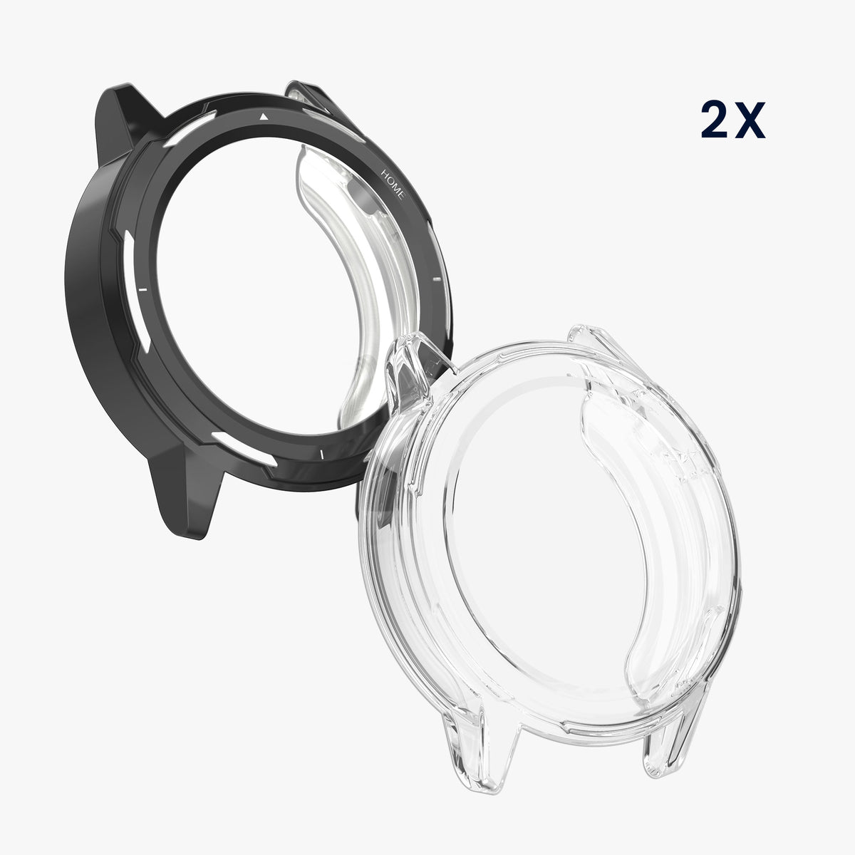 kwmobile 2x Silikon Hülle für Huawei Watch GT Runner 2 Schutzhülle - Fullbody Display Cover Set aus Silikon - Schwarz Transparent Schwarz  [dsg02]