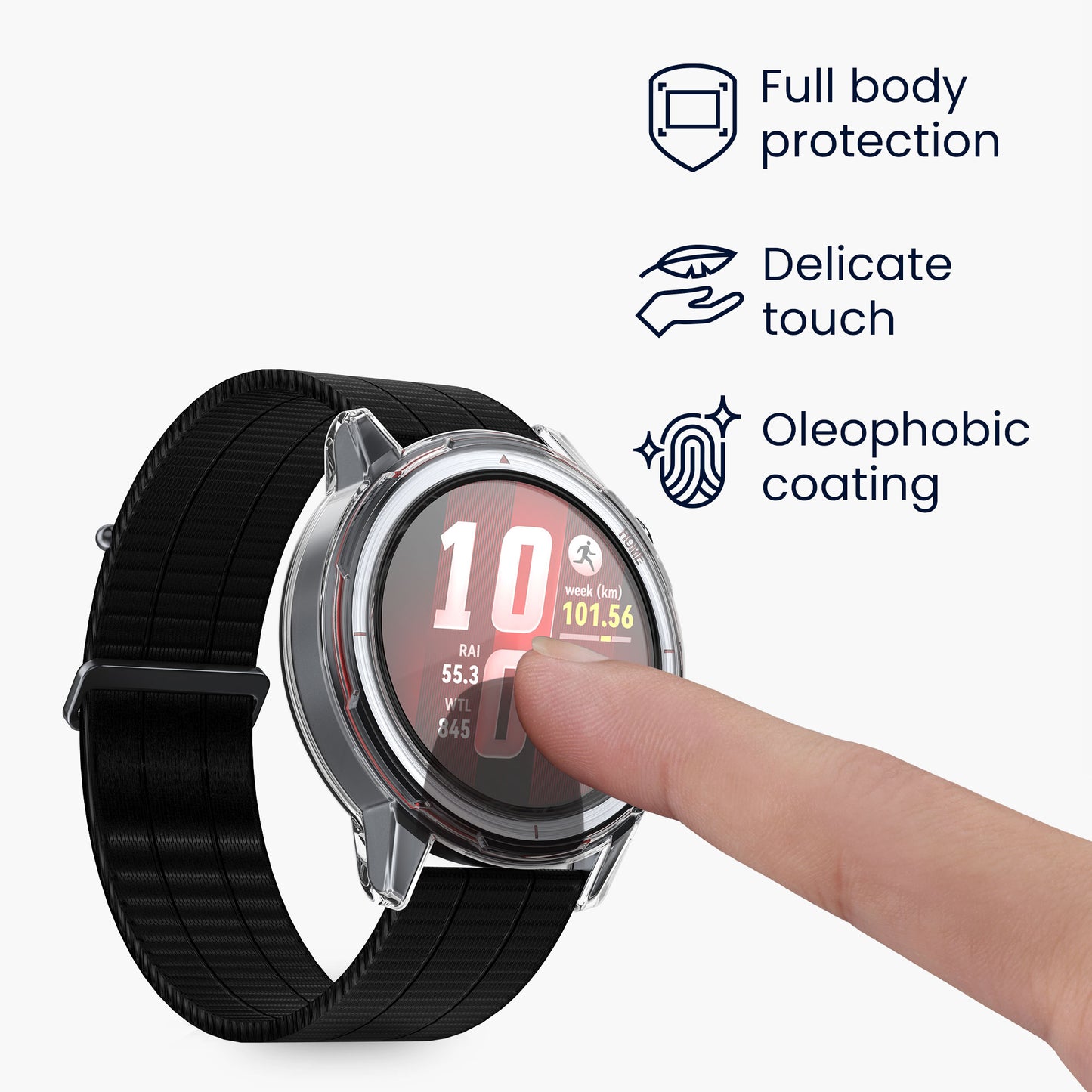 kwmobile 2x Silikon Hülle für Huawei Watch GT Runner 2 Schutzhülle - Fullbody Display Cover Set aus Silikon - Schwarz Transparent Schwarz  [dsg02]